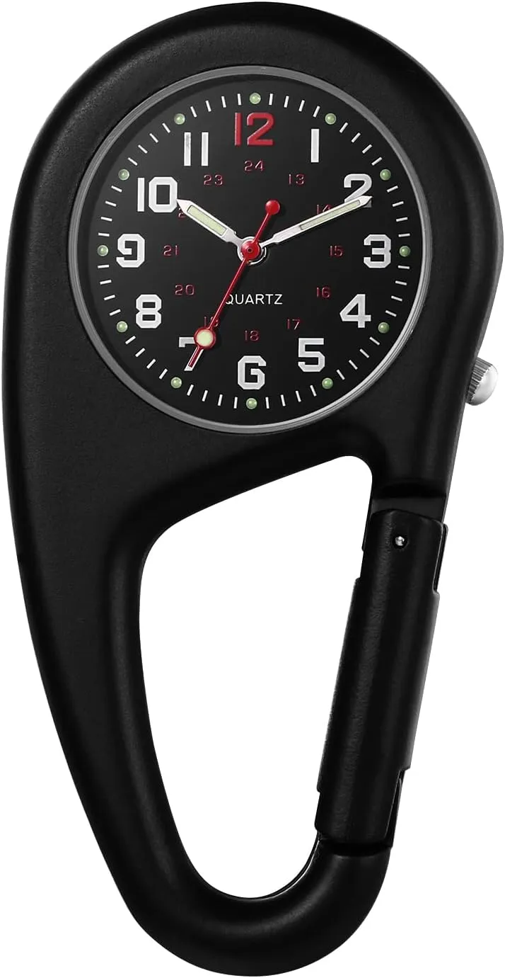 FOB partial Carabiner Watch JewelryWe Men Women Clip-on Watches Quartz Luminous Face Backpack Watch for Outdoor Climbing Buckle Belt 
