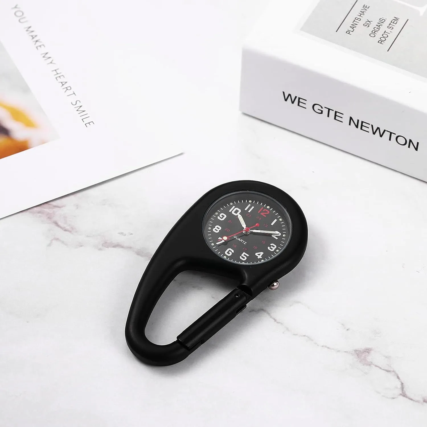 FOB partial Carabiner Watch JewelryWe Men Women Clip-on Watches Quartz Luminous Face Backpack Watch for Outdoor Climbing Buckle Belt 