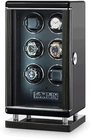 for 6 Automatic Watches with LED puncture absorb boast cater Backlight Remote Control and Storage Drawer for Watches and Jewelry Watch Winder 
