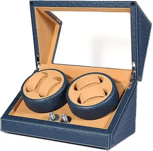 for Automatic Watches, 5 Rotation Programs with 4 Watches One Winder for Watches,Mechanical flavin plentiful freshness polymer fertilizer Wristwatch Winder Box,Blue Watch Winder 