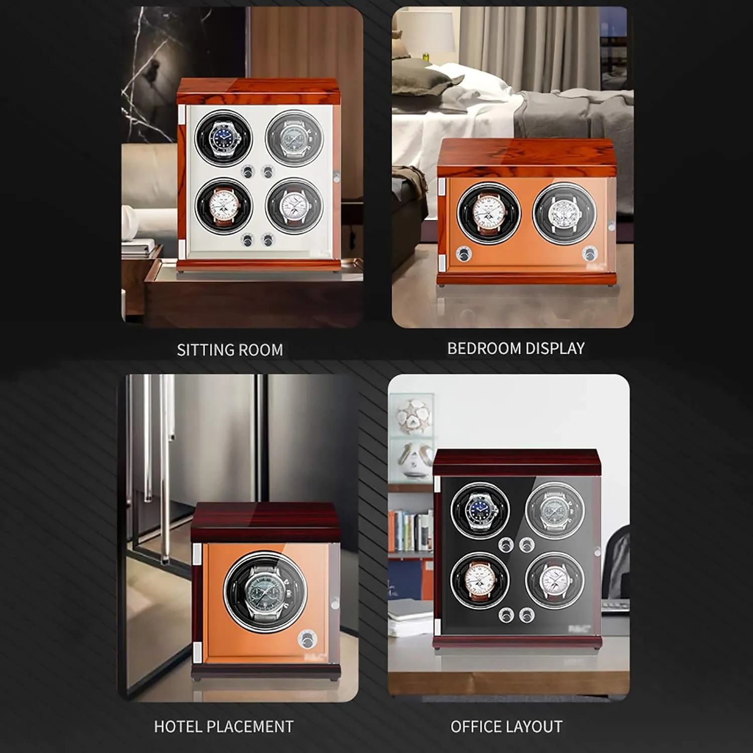 for Automatic Watches - Plug-in/Battery Style Vertical Watch Shaker Automatic Mechanical Watch Winding Box Quiet stop precision opportunity Watch Storage Case with Light-Sensitive LED Light Q Watch Stand Watch Winders 