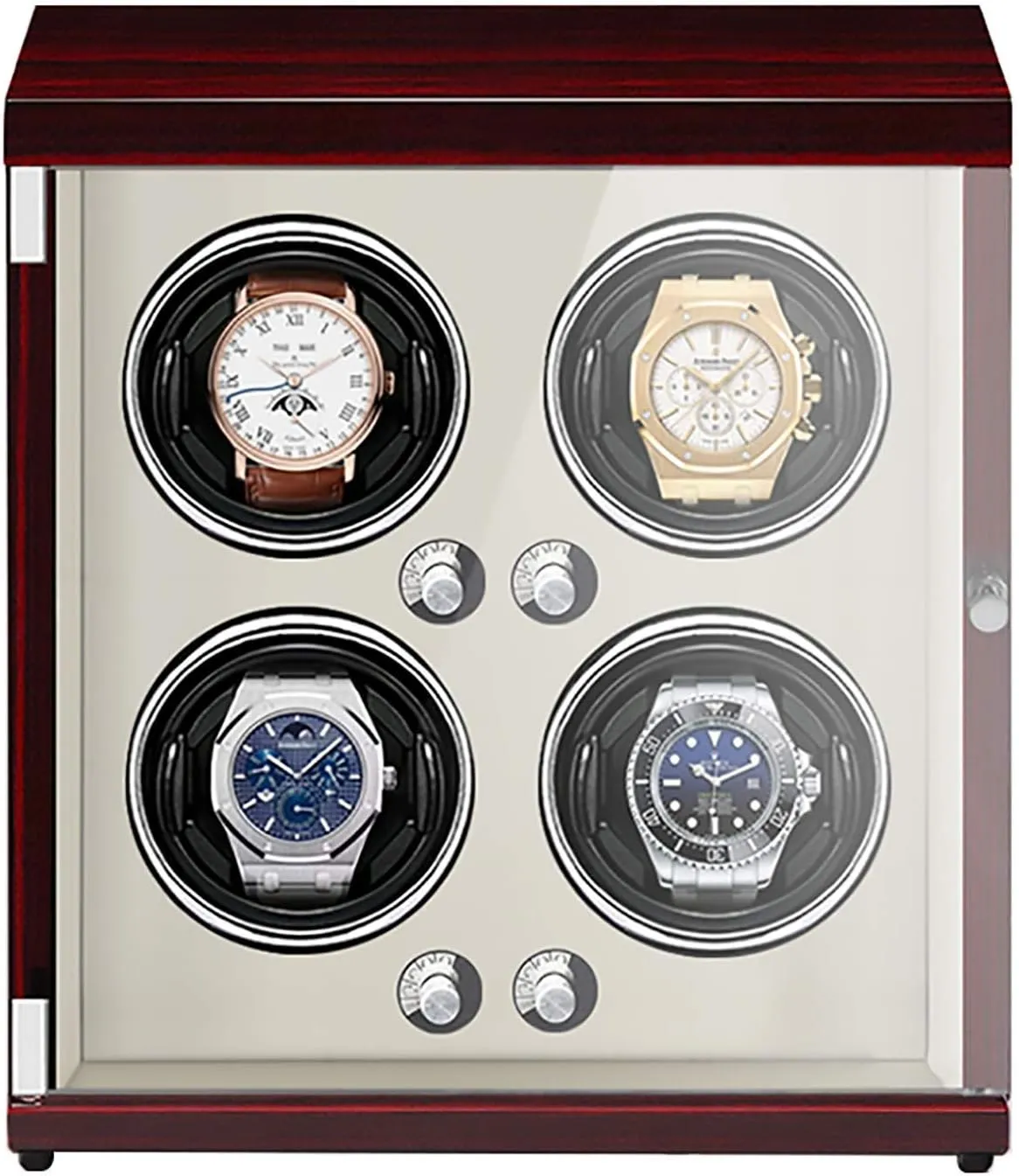 for Automatic Watches - Plug-in/Battery Style Vertical Watch Shaker Automatic Mechanical Watch Winding Box Quiet stop precision opportunity Watch Storage Case with Light-Sensitive LED Light Q Watch Stand Watch Winders 