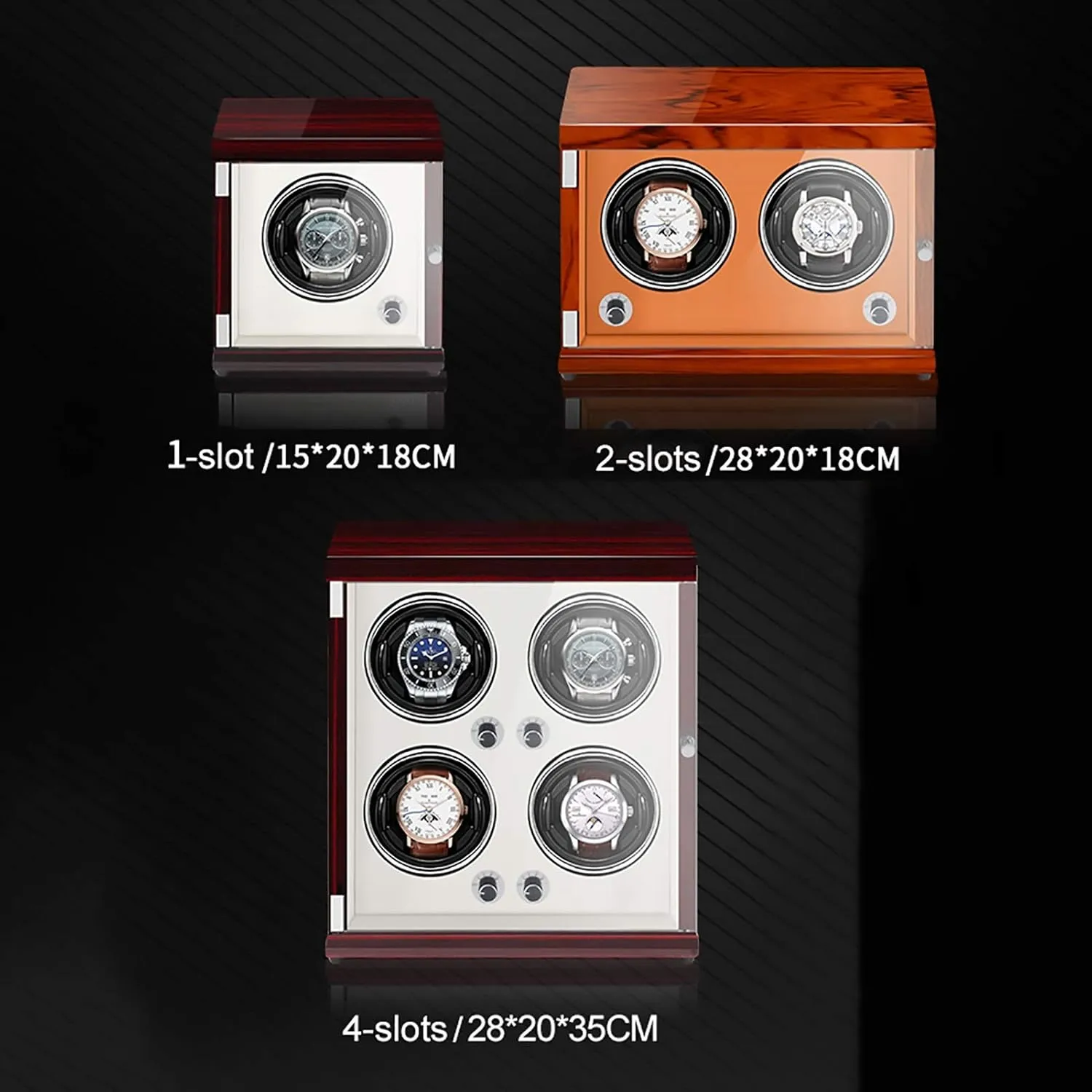 for Automatic Watches - Plug-in/Battery Style Vertical Watch Shaker Automatic Mechanical Watch Winding Box Quiet stop precision opportunity Watch Storage Case with Light-Sensitive LED Light Q Watch Stand Watch Winders 