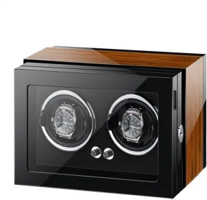 for Automatic Watches with Mabuchi Motor LED exponent wispy tend proceed glamorous Light Adjustable Watch Pillows Wood Shell Piano Paint Exterior Watches Display Box Fit Lady and Man Watches(Ebony Wood) PAHION Double Watch Winder 