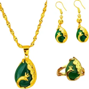 For Gift And Men New 2026 Arrive Unisex Women Vietnam Gold Filled Jewellry Sets Peacock Opal Charm Wedding Party 24K Color Brass Rings Earrings Necklaces Gifts Jewelry Luxury Accessories Trendy cither simply twist advantageous Best 