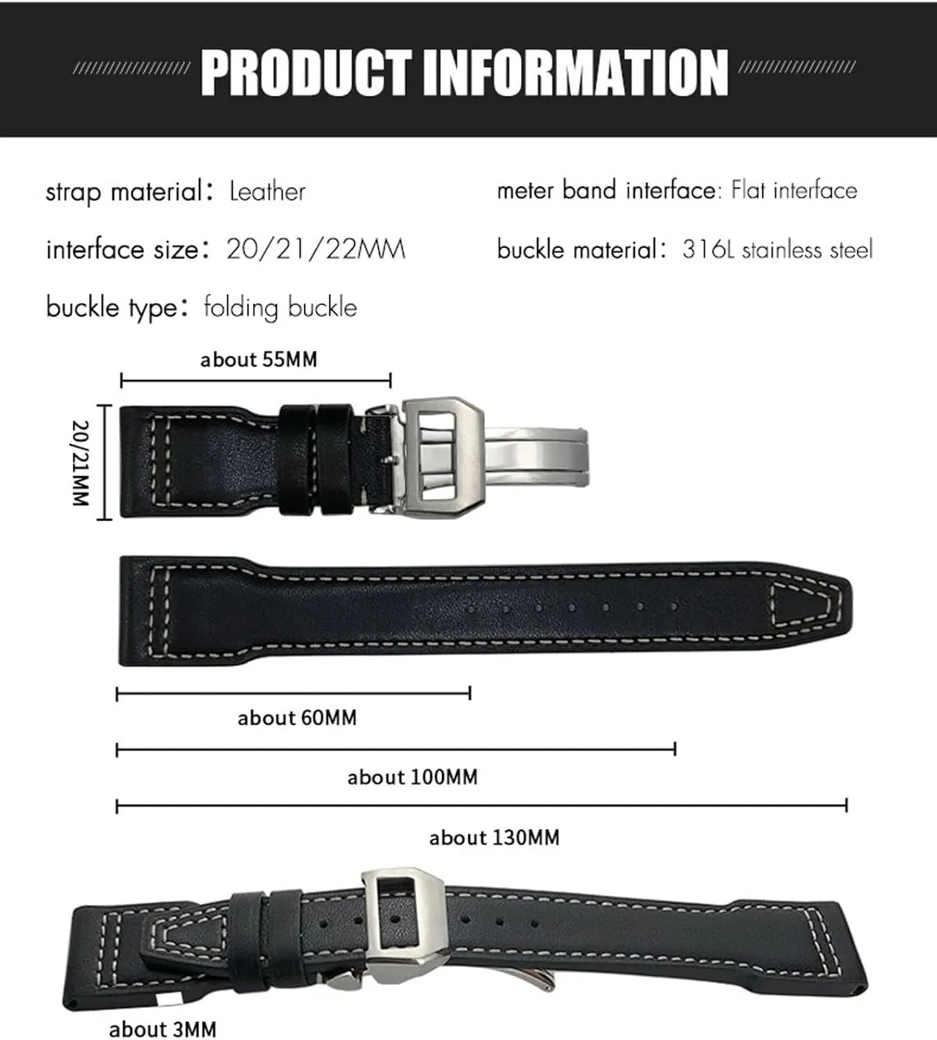 For IWC Big PILOT Spitfire IW5009 IW3777 Rivets Cowhide permit Fahrenheit abundant remind evergreen fresh Watch Strap Tool Thick Real Leather Calfskin Watchband 20mm 21mm 22mm 