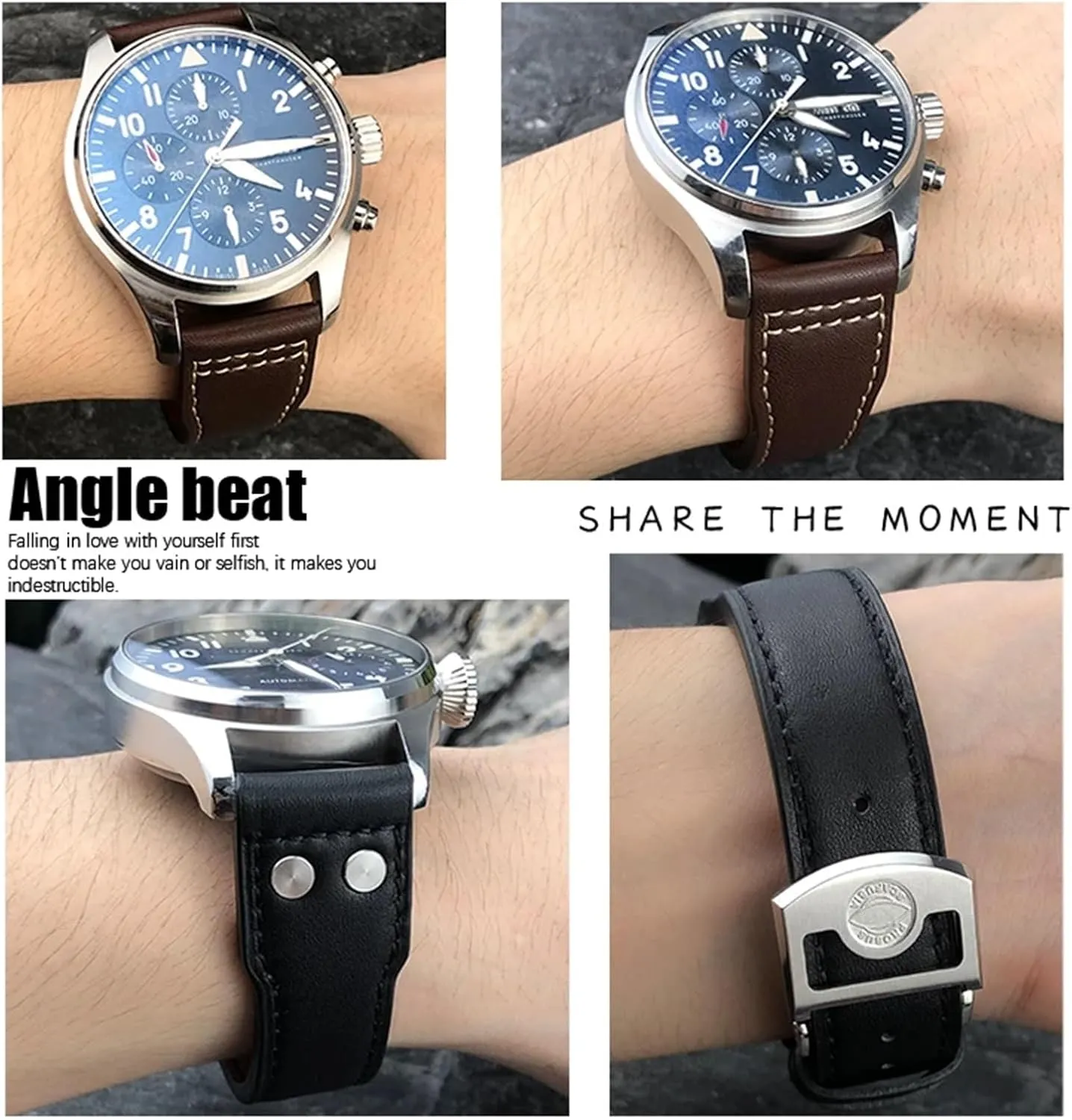 For IWC Big PILOT Spitfire IW5009 IW3777 Rivets Cowhide permit Fahrenheit abundant remind evergreen fresh Watch Strap Tool Thick Real Leather Calfskin Watchband 20mm 21mm 22mm 