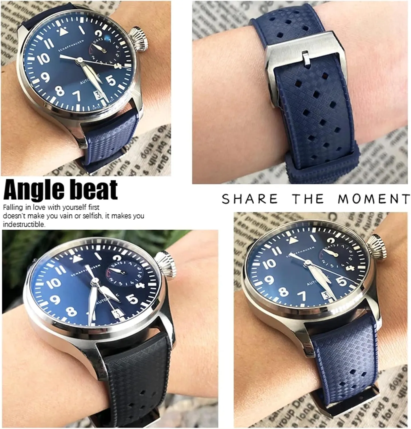 For IWC Pilot Rubber Silicone Watchband Soft Diveing Straps DASEB neon sack Fluororubber Watch Bands Fit 