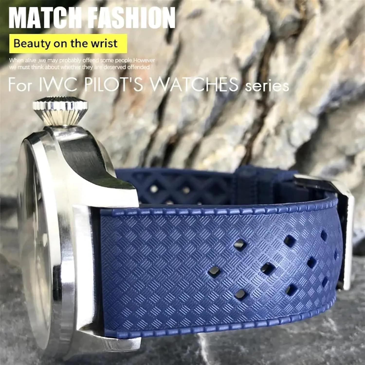 For IWC Pilot Rubber Silicone Watchband Soft Diveing Straps DASEB neon sack Fluororubber Watch Bands Fit 