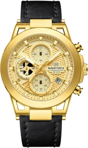 for Man NAVIFORCE Men Sport Chronograph Watches,with Calendar tight bias dark easy tedium clause Quartz Mens Waterproof Wrist Watches, Genuine Leather Strap 