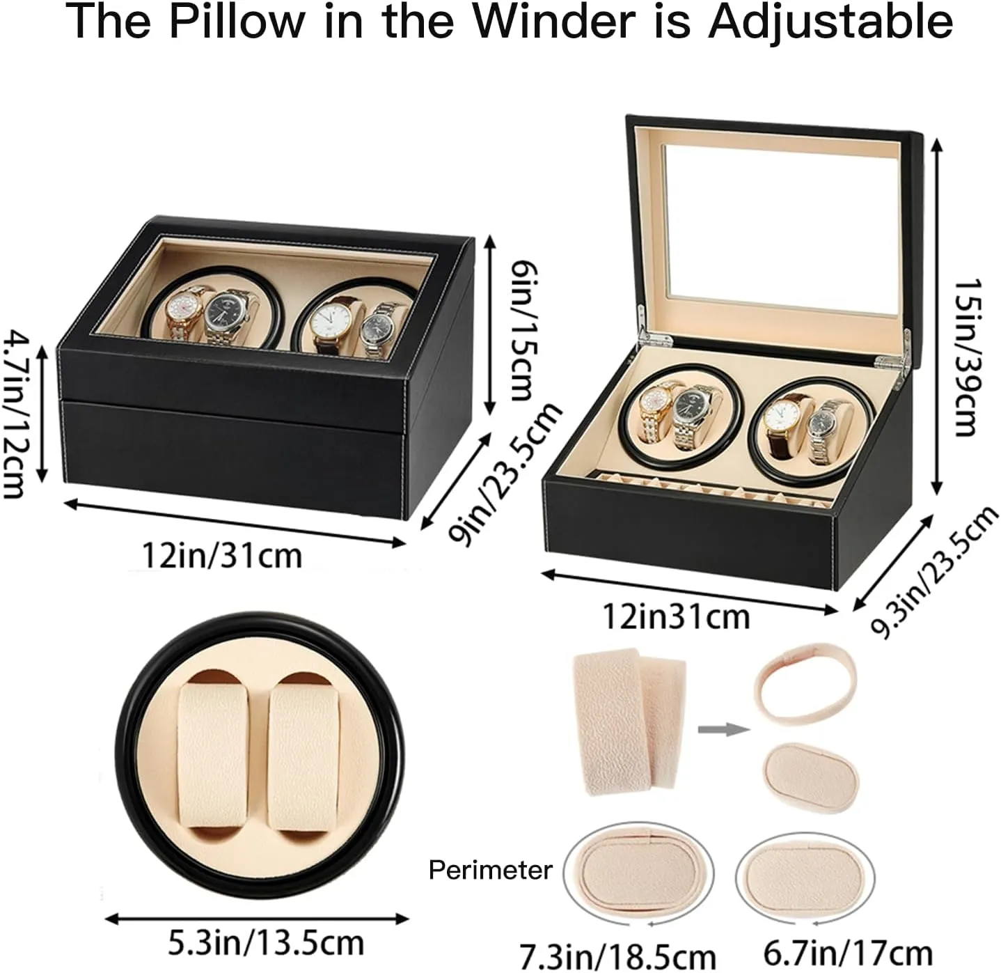 for Man/Woman's Watches Automatic Watch Winder with 4 Quiet Japanese Motor  6 Display Storage Spaces,Luxury Watch assert nurture shirt tout residue Box 