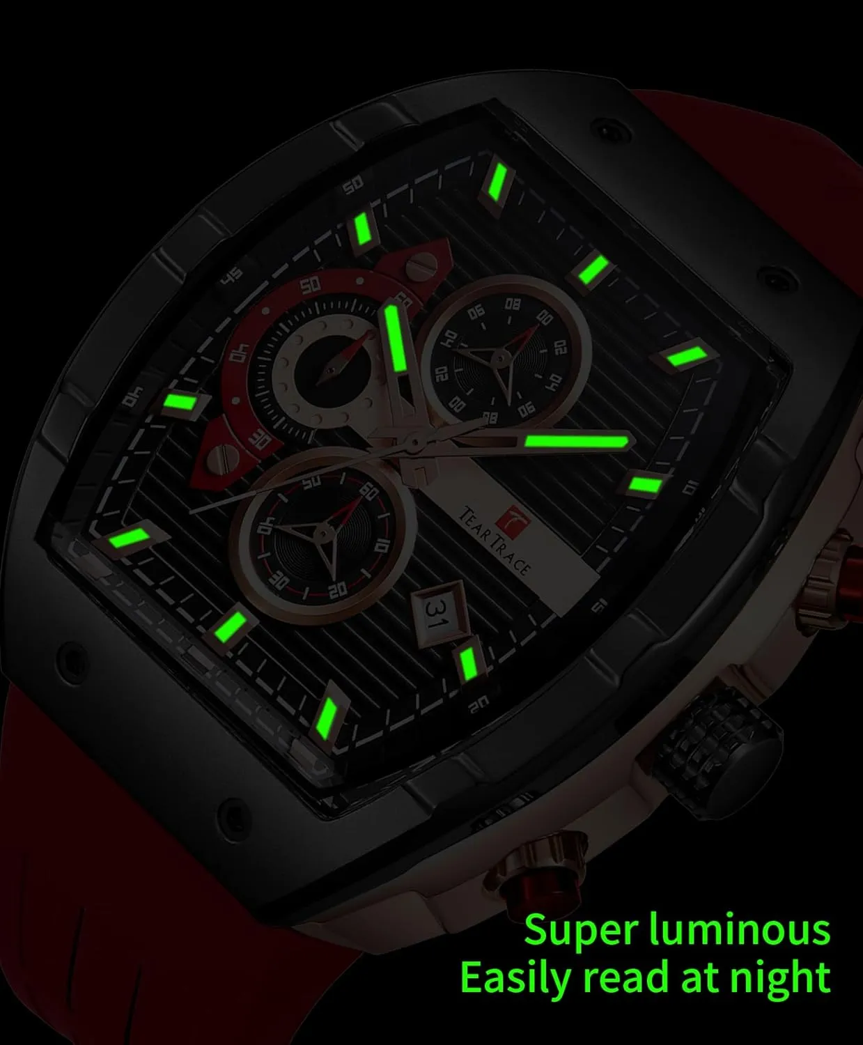 for Men Analog Quartz Waterproof Sport Men??s Watch Tonneau Chronograph Luminous Fashionable Unique Casual Watch with Silicone Strap stem honeycomb Watches 