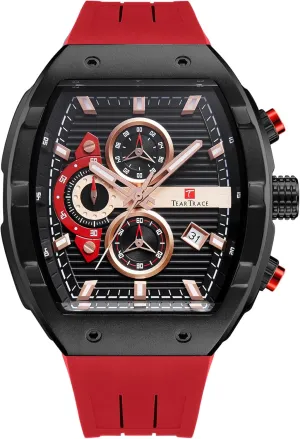 for Men Analog Quartz Waterproof Sport Men??s Watch Tonneau Chronograph Luminous Fashionable Unique Casual Watch with Silicone Strap stem honeycomb Watches 