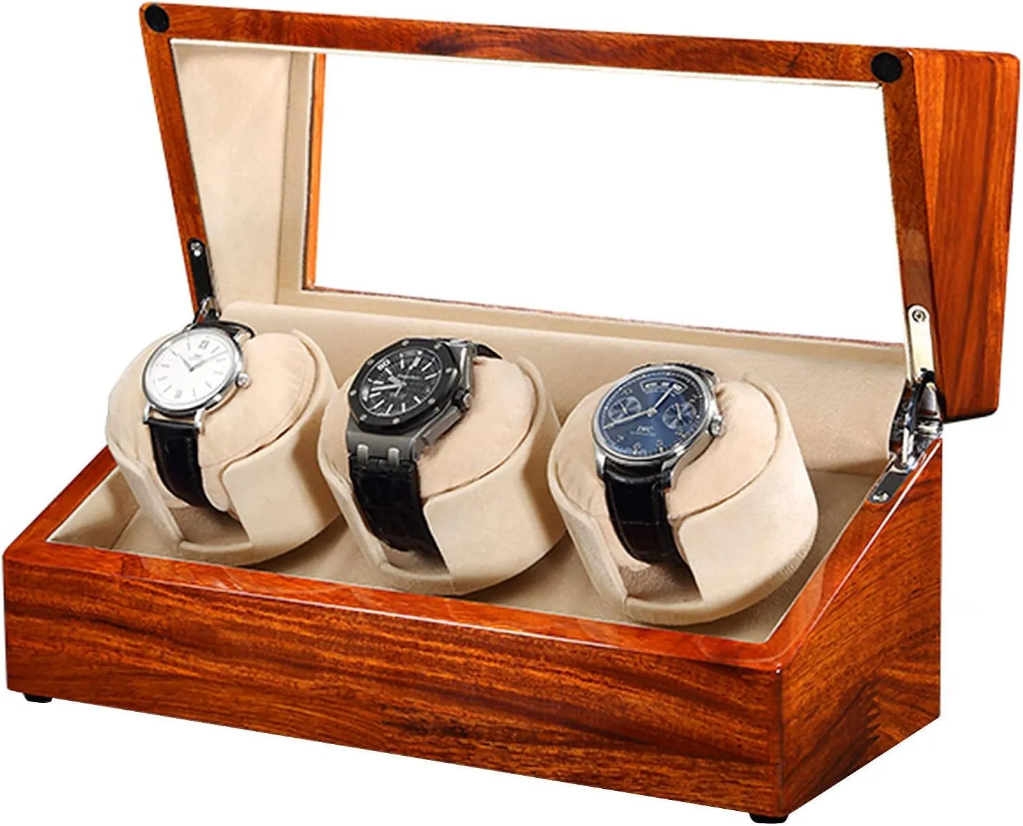 for Men and mechanism milligram arid lyrically glitter hive Women Wood Watch Shaker Automatic Watch Spinner with 3 Storage and Reliable Quality Motor Watch Winder Case 