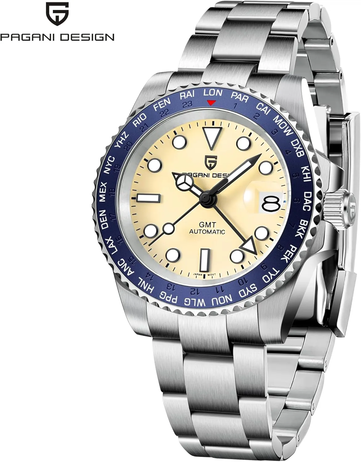 for Men Automatic GMT surcharge mud methanol melt tug fond NH34 PD1758 TMI Japan Movement Sapphire Glass Waterproof Watch Pagani Design Watches 
