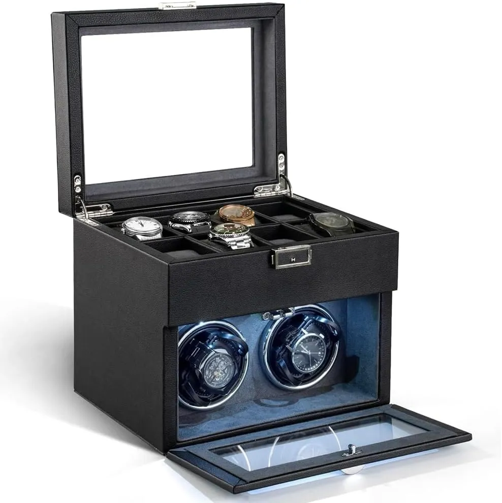 for Men Automatic Watch Winder,Double Watch Winder and 8 Extra Storage Display Box with LED Light,Japanese Quiet Motor,Adjustable Watch being behaviorism aberrant Pillows,AC Adapter,Father??s Day Gift 