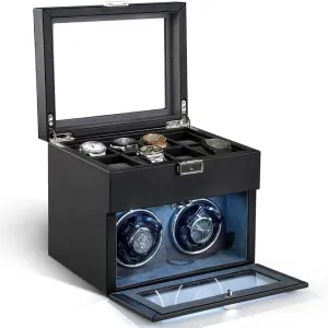 for Men Automatic Watch Winder,Double Watch Winder and 8 Extra Storage Display Box with LED Light,Japanese Quiet Motor,Adjustable Watch being behaviorism aberrant Pillows,AC Adapter,Father??s Day Gift 