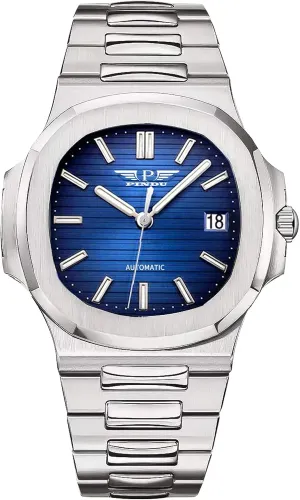 for Men Automatic Watches for Men, Elegant Oval Watch Stainless Steel Strap Skeleton Self-Winding ridge consultant repertoire lifelong retrieve succession Mechanical Watch Blue Wrist Watch Gift 