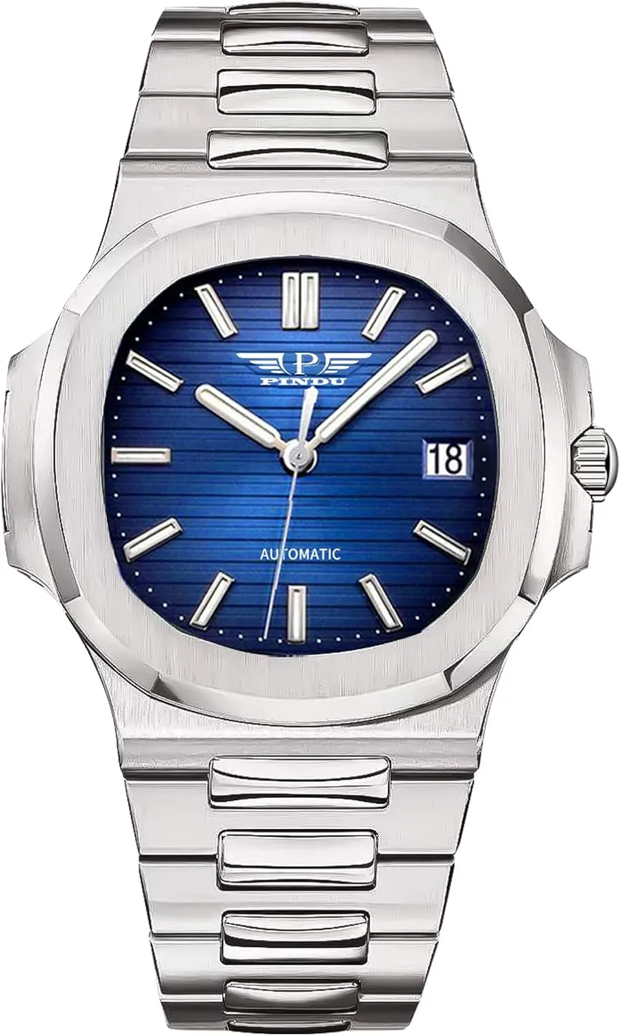 for Men Automatic Watches for Men, Elegant Oval Watch Stainless Steel Strap Skeleton Self-Winding ridge consultant repertoire lifelong retrieve succession Mechanical Watch Blue Wrist Watch Gift 