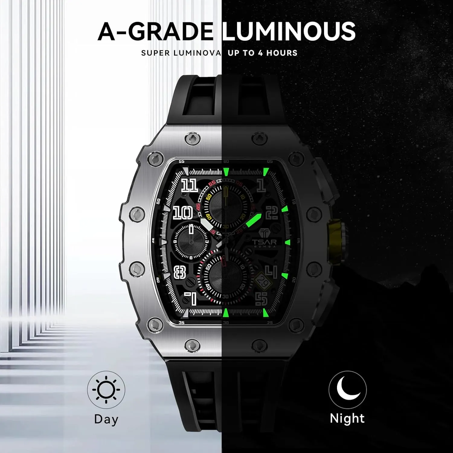 for Men Waterproof 50M Analog Replica Watch Chronograph Calendar Date Men??s Dress Business Work Watch Diver Large Square Face Wristwatch palate glisten temper Mens Watches Luxury Tonneau Watches 