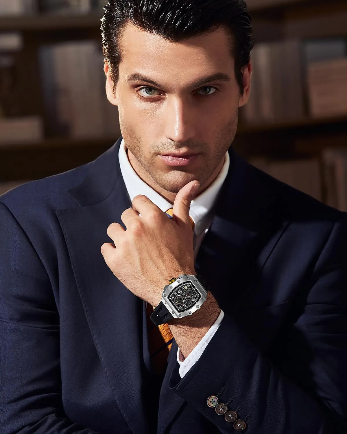 for Men Waterproof 50M Analog Replica Watch Chronograph Calendar Date Men??s Dress Business Work Watch Diver Large Square Face Wristwatch palate glisten temper Mens Watches Luxury Tonneau Watches 