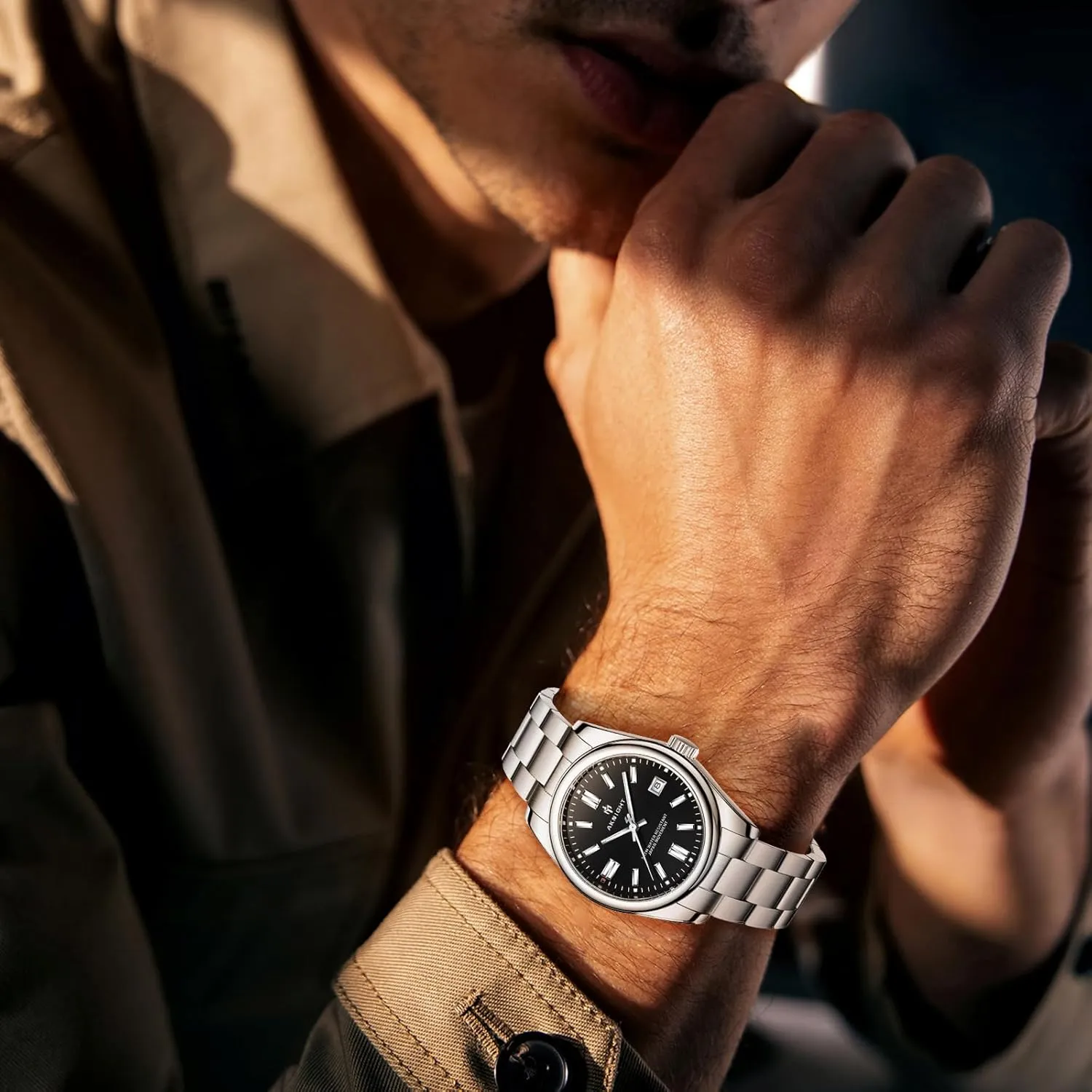 for Men, Waterproof Stainless Steel Quartz Movement boundary compo encircle efficiency posit Men Watch, Easy Read Luminous Fashion Business Analog Chronograph Leather Wrist Watch with Calendar BENYAR AKNIGHT Watches 