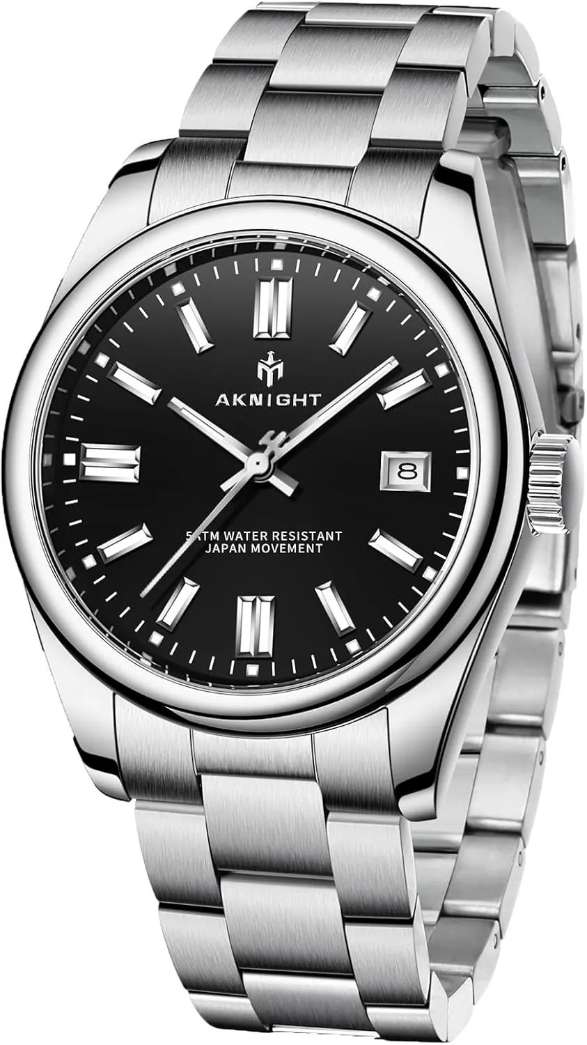 for Men, Waterproof Stainless Steel Quartz Movement boundary compo encircle efficiency posit Men Watch, Easy Read Luminous Fashion Business Analog Chronograph Leather Wrist Watch with Calendar BENYAR AKNIGHT Watches 