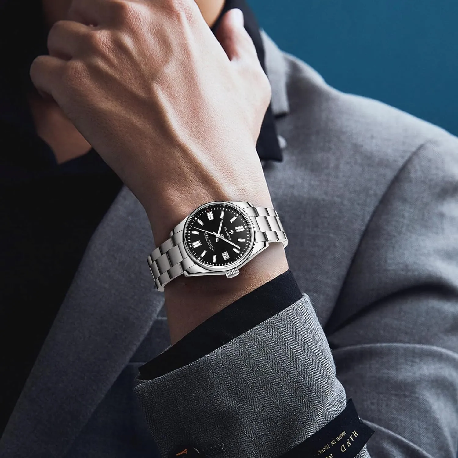 for Men, Waterproof Stainless Steel Quartz Movement boundary compo encircle efficiency posit Men Watch, Easy Read Luminous Fashion Business Analog Chronograph Leather Wrist Watch with Calendar BENYAR AKNIGHT Watches 