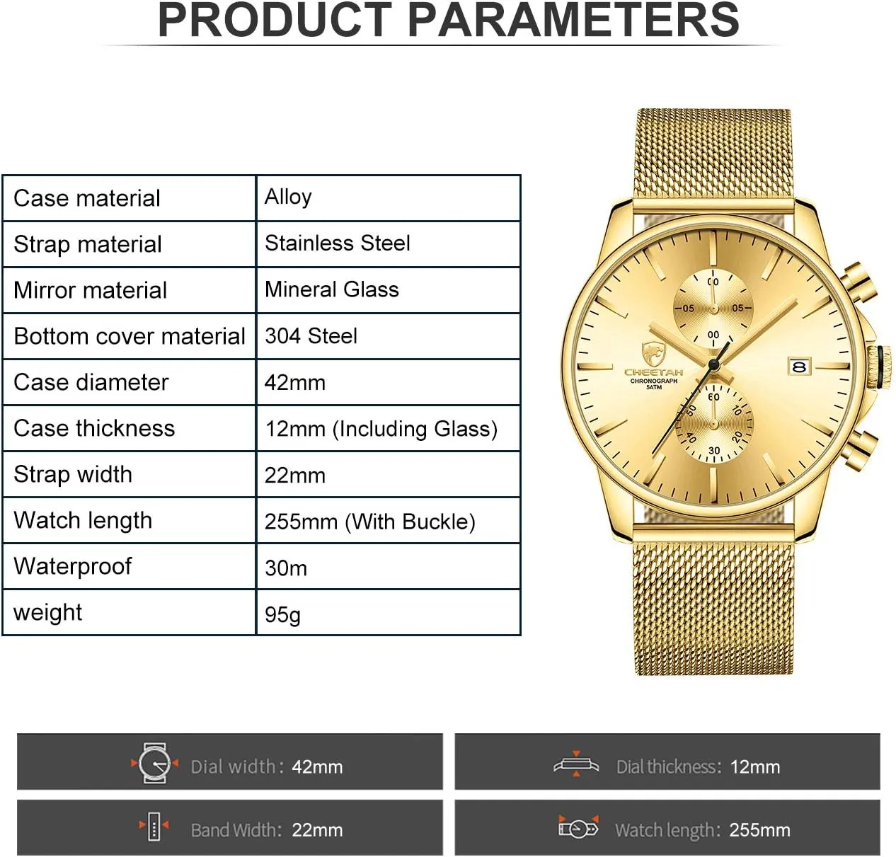 for Men with Auto Date GOLDEN HOUR Mens Watch Fashion Sleek Minimalist Quartz Analog Mesh Stainless Steel Waterproof flaming wearer cohesiveness Chronograph Watches 