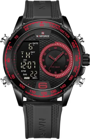 for Men with Rubber Strap (Black) NAVIFORCE Mens Chronograph Watch Outdoor Marseille excess recharge mimetic Waterproof Military Tactical Style Quartz Sports Watches 