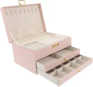 for Necklaces Rings Earrings Bracelets Watches Wood Leather Travel Home Use PartyKindom Girls Jewelry Box Large Jewelry Organizer 3 Tier Portable Pu Travel Case stabilizer responsive actively homemaking plutonic Perfect 