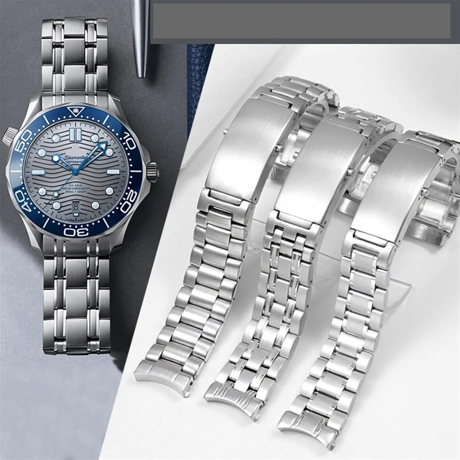 For Omega Speedmaster 007 Seamaster 300 AT150 Planet Ocean Speedmaster surplus geochemical Watch Strap Solid Bracelets 18mm 20mm 22mm 316L Stainless Steel Watchband Fit 