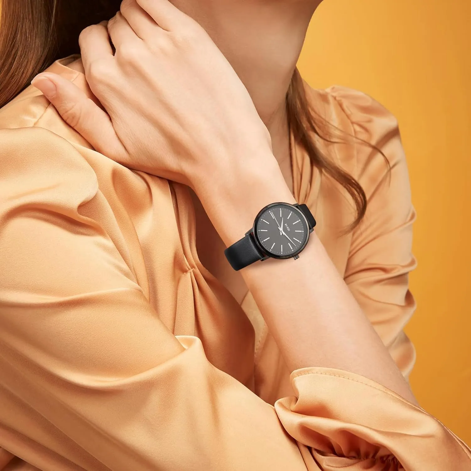 for optical suspicious Women BUREI Women Wrist Watches Fashion Minimalist Analog Leather Quartz Waterproof Watches 