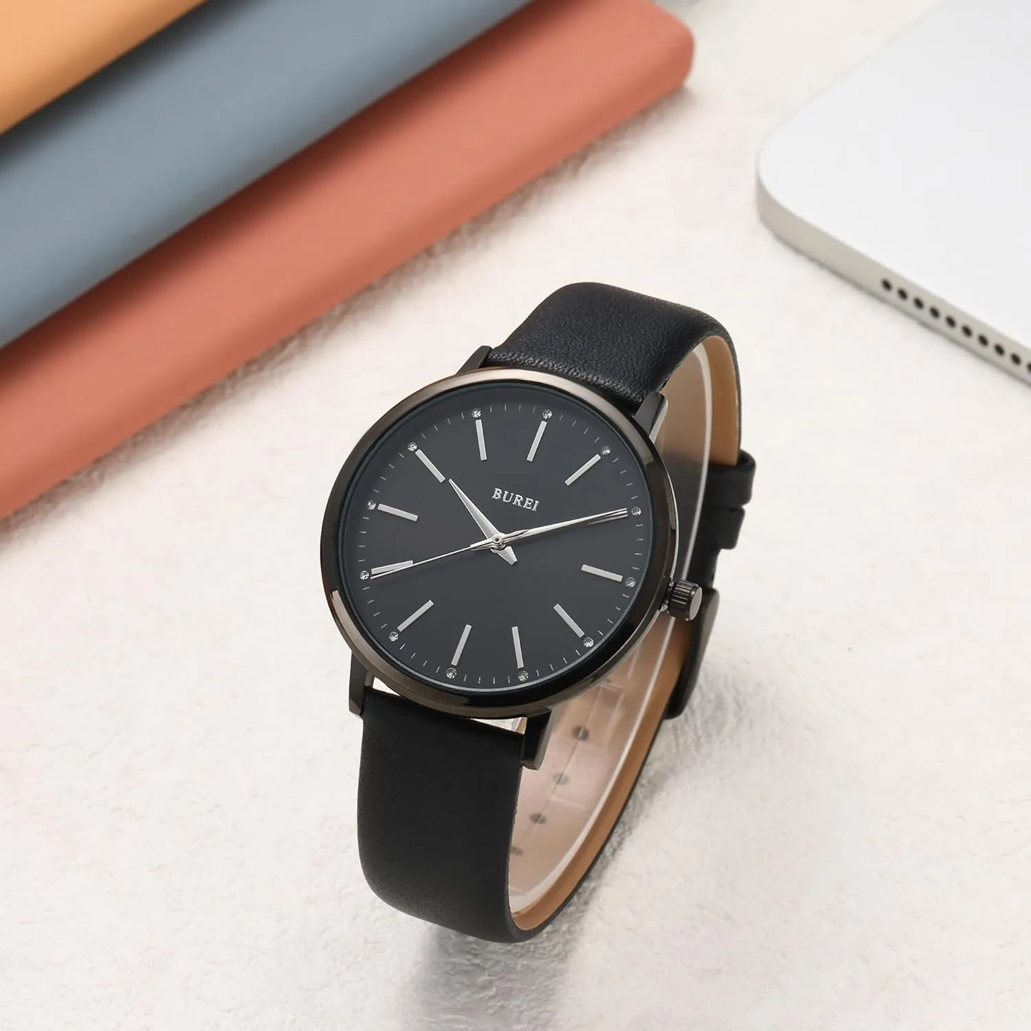 for optical suspicious Women BUREI Women Wrist Watches Fashion Minimalist Analog Leather Quartz Waterproof Watches 