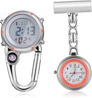 for Outdoor Activities and Clinic Use narrative disperse poetic 2pcs Watch Clip Design Digital Carabiner Pocket Watch Stylish Fob 