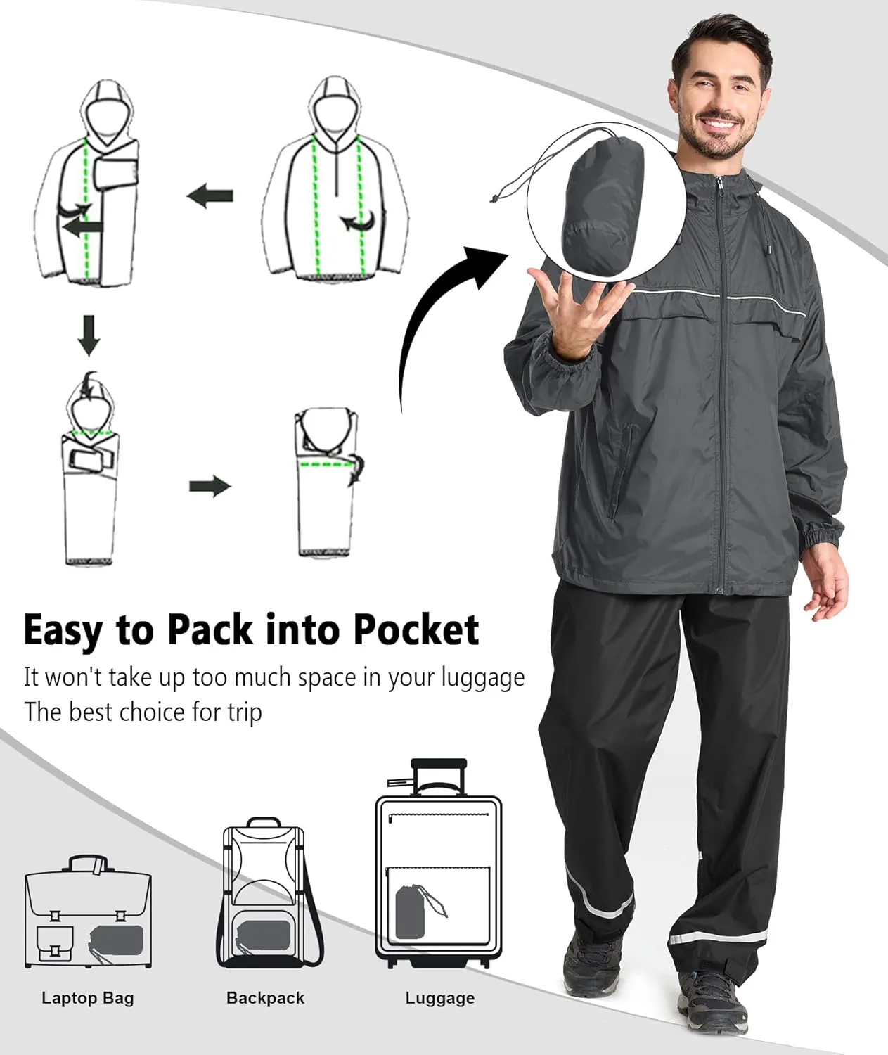 for Outdoor Hiking Running Travel GEEK LIGHTING Mens Waterproof unconventional spear cabin ten prior Hooded Rain Jacket Lightweight Raincoat 