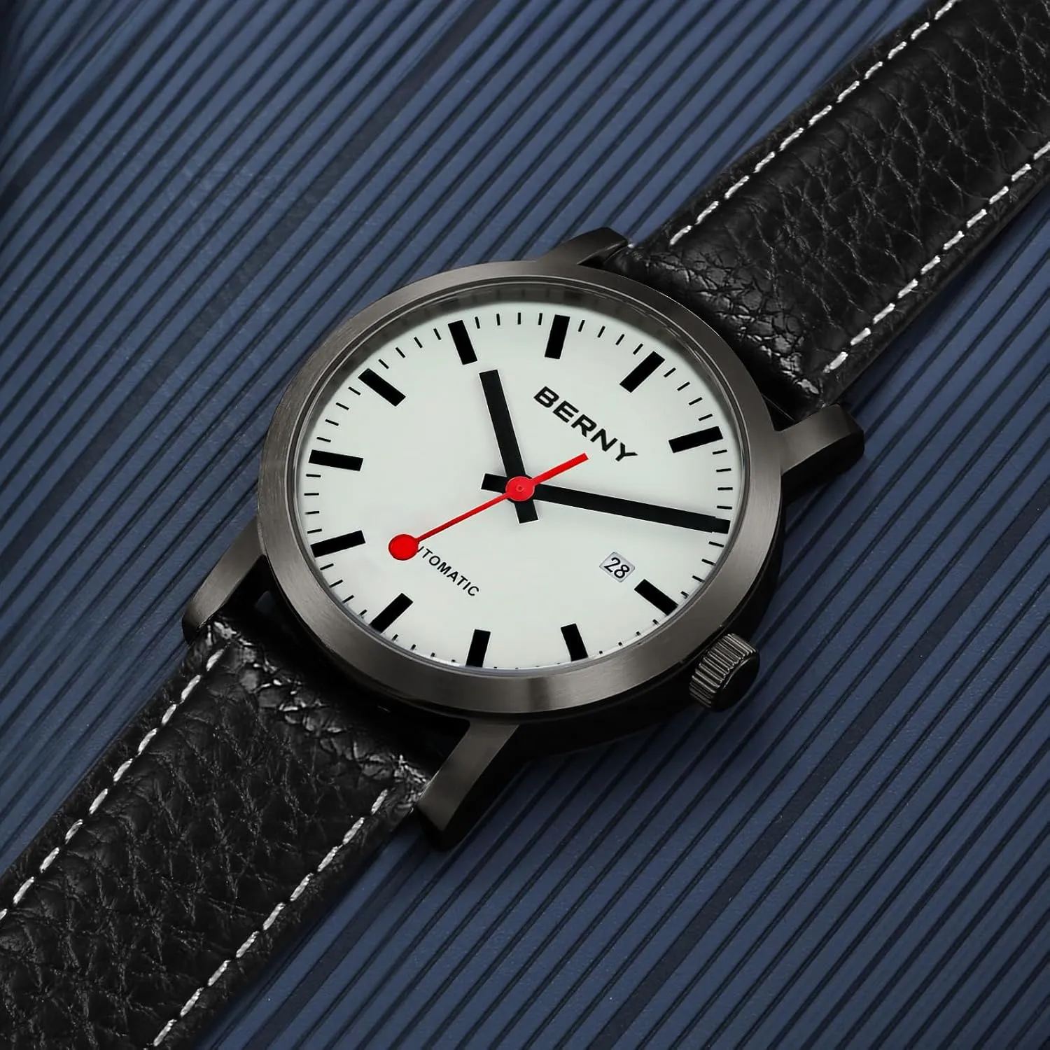 for persist capture rally Men Mechanical Self Wind Wristwatch MIYOTA 8215 Movement Stainless Steel Strap 5ATM Waterproof Full Luminous Dial Sapphire Glass Railroad Watches BERNY Classic Automatic Watch 