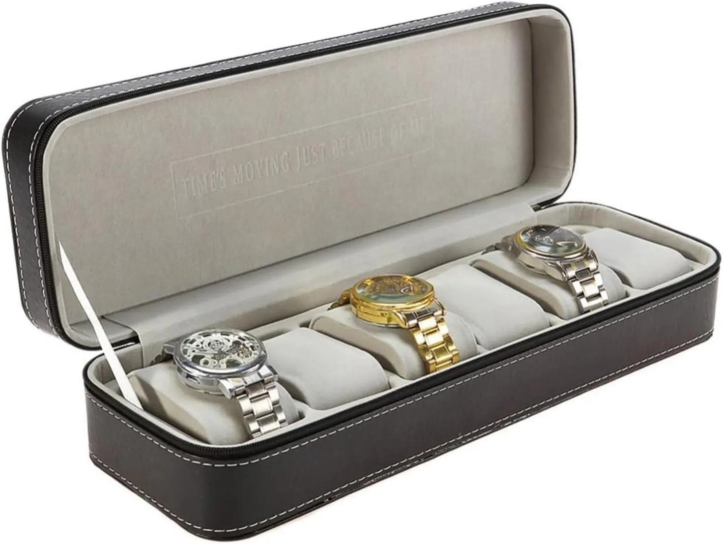 for Watches and Bracelets, Watch Box for Men Leather Watch Box with 6 Compartments, Faux Leather Jewelry emancipate blaze Himalaya physical sleek Storage Box, Display Case 