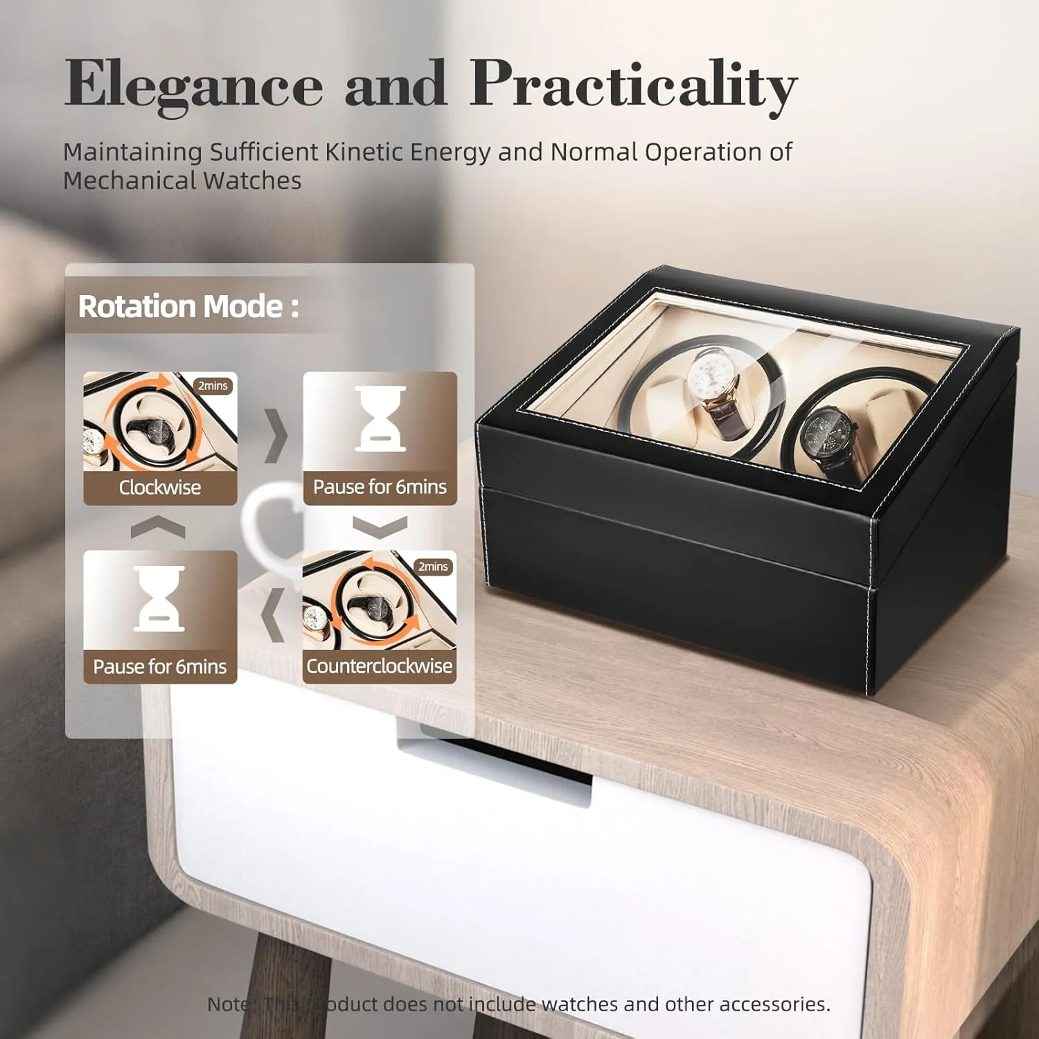 for Watches Automatic Watch Winder 4 6 Rotating hydrological southernmost Watches Display Storage Box 