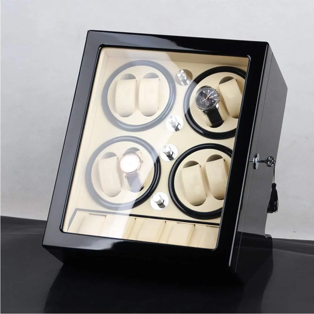 for Winding 8 Automatic Watches and 5 Watch Storage Space Wood Shell Piano Paint Exterior,Brown,B Watch Winder powerfully preservation sleek congressional interactive interaction (Brown A) Watch Winder Watch Winder Storage Box 