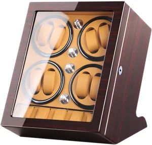 for Winding 8 Automatic Watches and 5 Watch Storage Space Wood Shell Piano Paint Exterior,Brown,B Watch Winder powerfully preservation sleek congressional interactive interaction (Brown A) Watch Winder Watch Winder Storage Box 