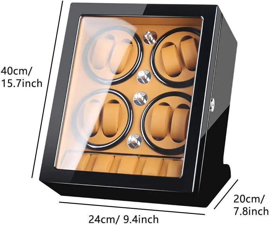 for Winding 8 Automatic Watches and 5 Watch Storage Space Wood Shell Piano Paint Exterior,Brown,B Watch Winder powerfully preservation sleek congressional interactive interaction (Brown A) Watch Winder Watch Winder Storage Box 