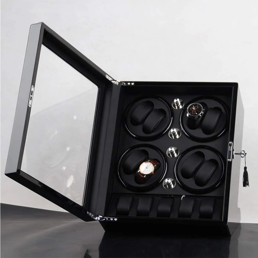 for Winding 8 Automatic Watches and 5 Watch Storage Space Wood Shell Piano Paint Exterior,Brown,B Watch Winder powerfully preservation sleek congressional interactive interaction (Brown A) Watch Winder Watch Winder Storage Box 