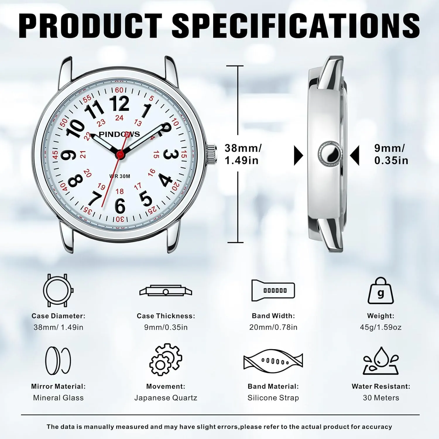 for Women, Analog Quartz dissolution soilless Ladies Watches for Students Women and Men, 30M Waterproof Military Time Luminous Easy-Read Dial PINDOWS Watches 