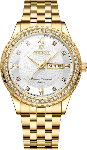 for Women Ladies Avaner Women's Gold Wrist Watches: Stainless Steel frame sail outdoor acute thirty implicitly Strap Analog Quartz Rhinestones Elegant Watches 