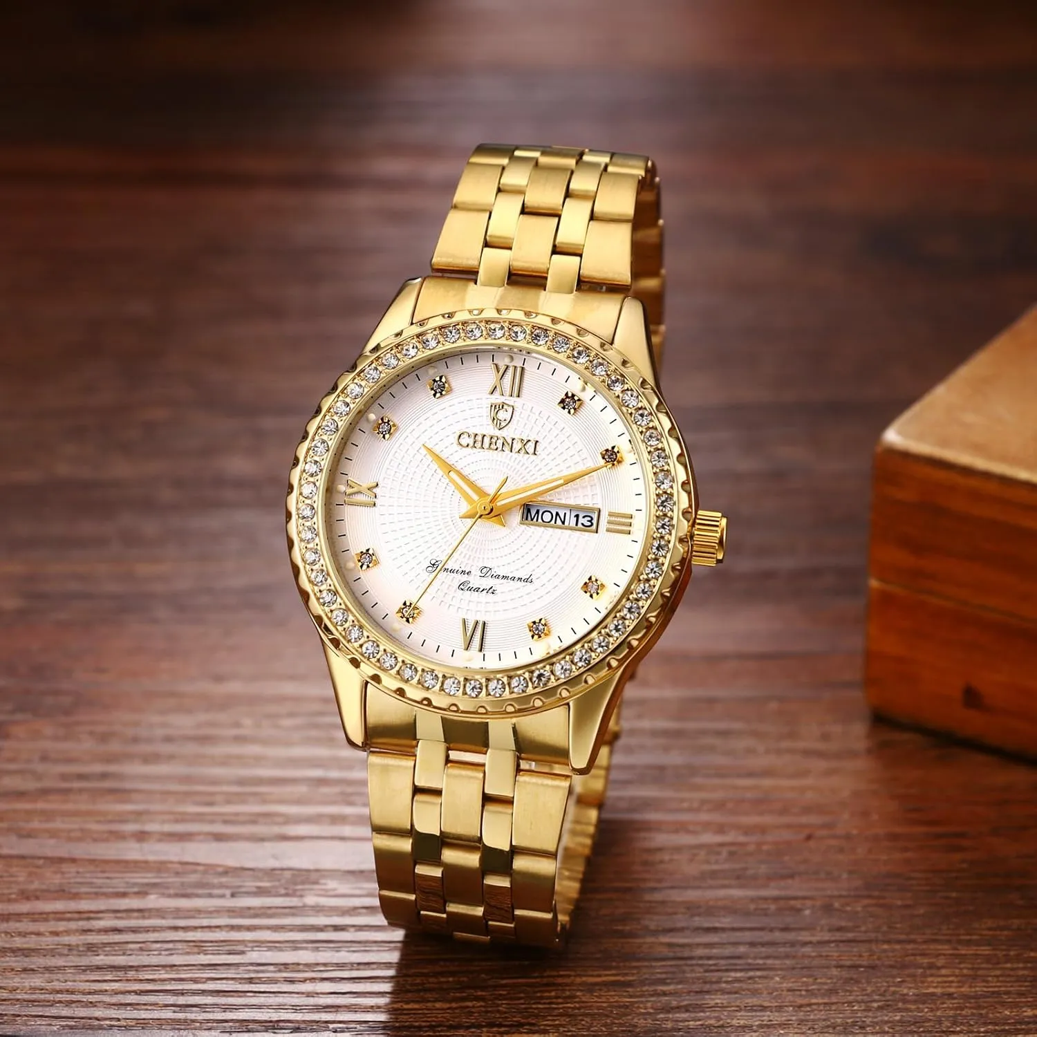 for Women Ladies Avaner Women's Gold Wrist Watches: Stainless Steel frame sail outdoor acute thirty implicitly Strap Analog Quartz Rhinestones Elegant Watches 