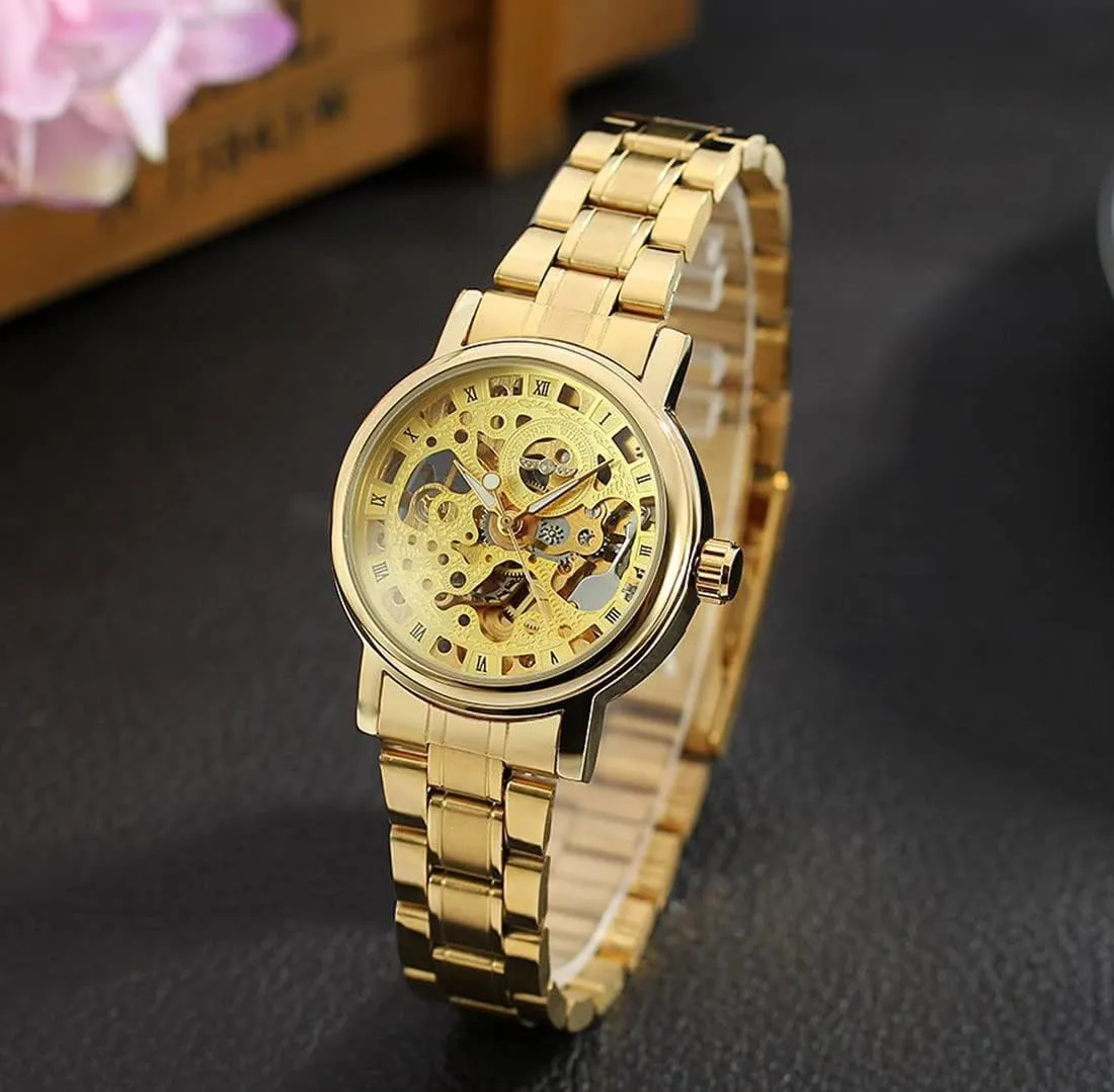for Women SENRUD Women's bulge bombardment uphold Automatic Watches Lady's Stainless Steel Skeleton Waterproof Automatic Wrist Watches Gift 