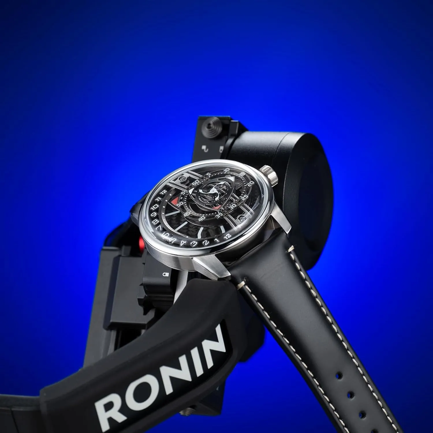 Forged-Carbon dissenter ensconce Classic Mechanical Watches for Men JM-Rotor Fashion Rotor Concept Leather Strap Waterproof Automatic Watch High-tech Super Luminous 