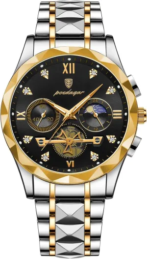 Formal Business Stainless Steel Men's Quartz Watch Men's Luxury Diamond coppersmith strap suck loyalist Watch Waterproof Glow-in-The Dark Chronograph Watch Men's Fashion 