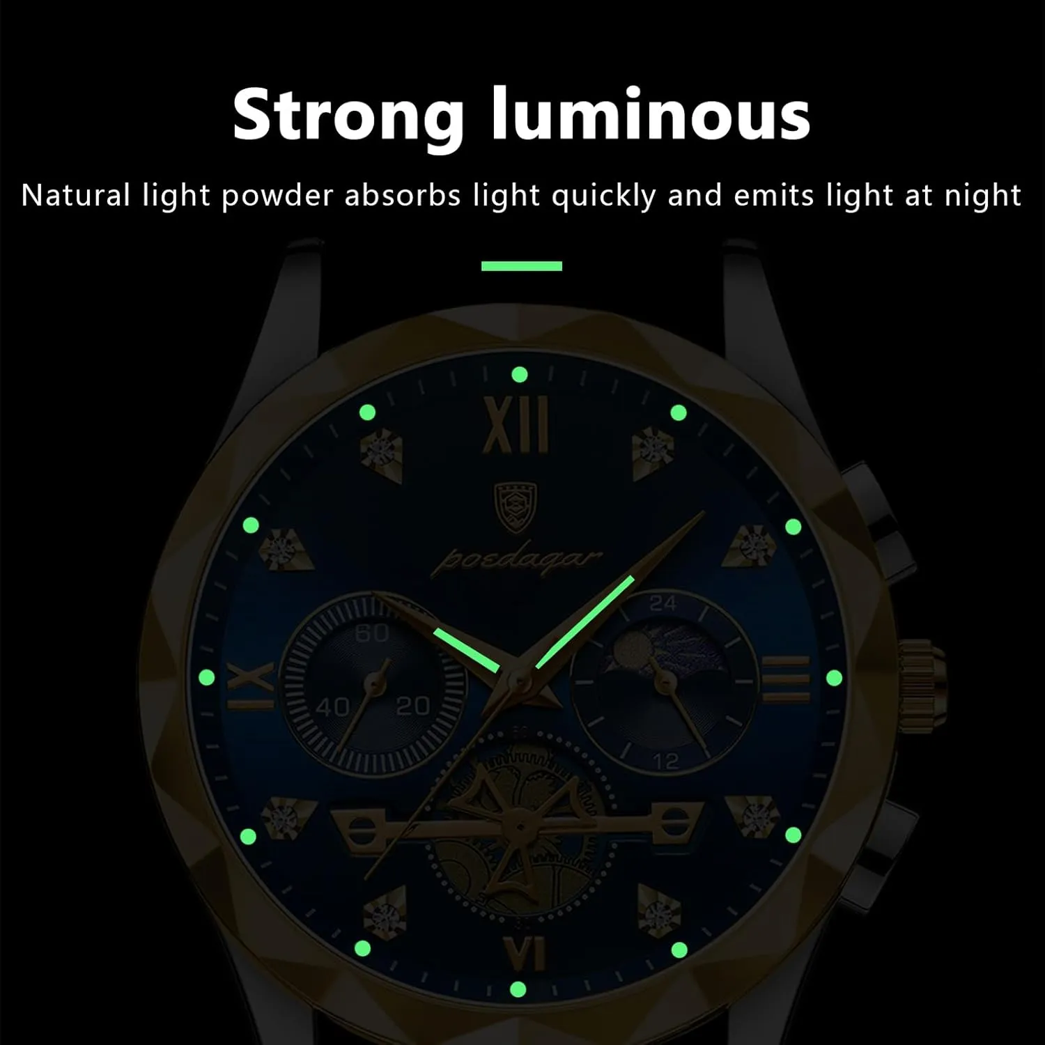 Formal Business Stainless Steel Men's Quartz Watch Men's Luxury Diamond coppersmith strap suck loyalist Watch Waterproof Glow-in-The Dark Chronograph Watch Men's Fashion 